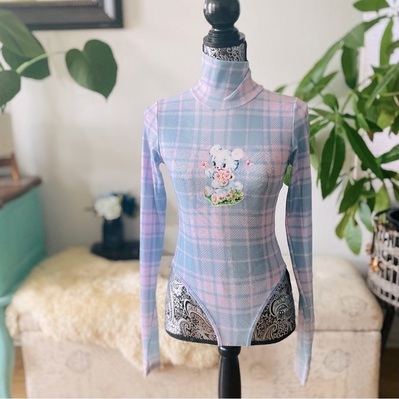 NWT By Samii Ryan x Care Bears Doll’s Kill See-through Turtleneck Mesh Bodysuit - Picture 4 of 8